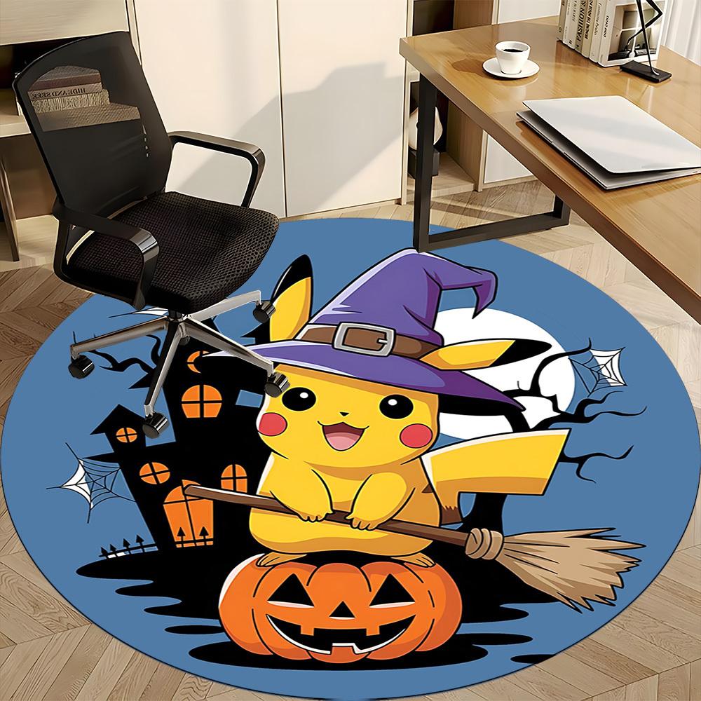 1pc Halloween Pikachu Office Round Area Rug, Under Office Chairs Bedroom Living Room Home Decor  a1022250