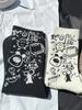 Trendy Mid-Calf Black & White Graffiti Skateboard Socks with Hot-Stamped Cartoon Style Letters