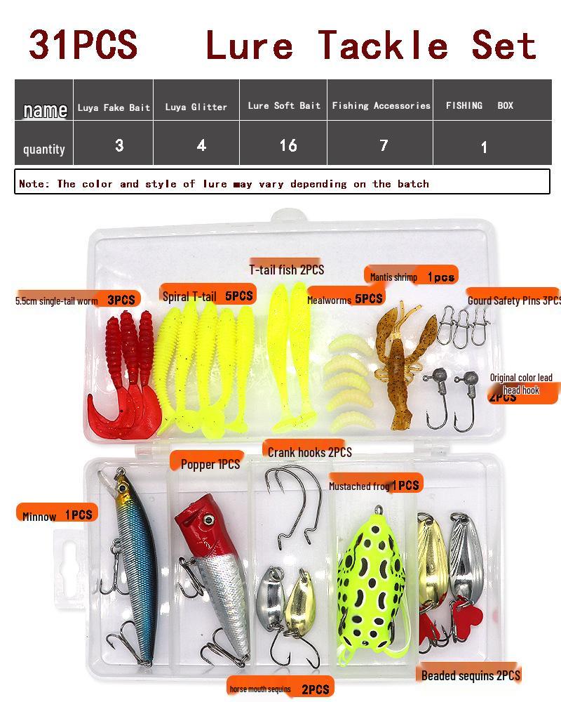 Lure Spinner & Soft Bait Thunder Frog Minnow Hook Combo Set In Box