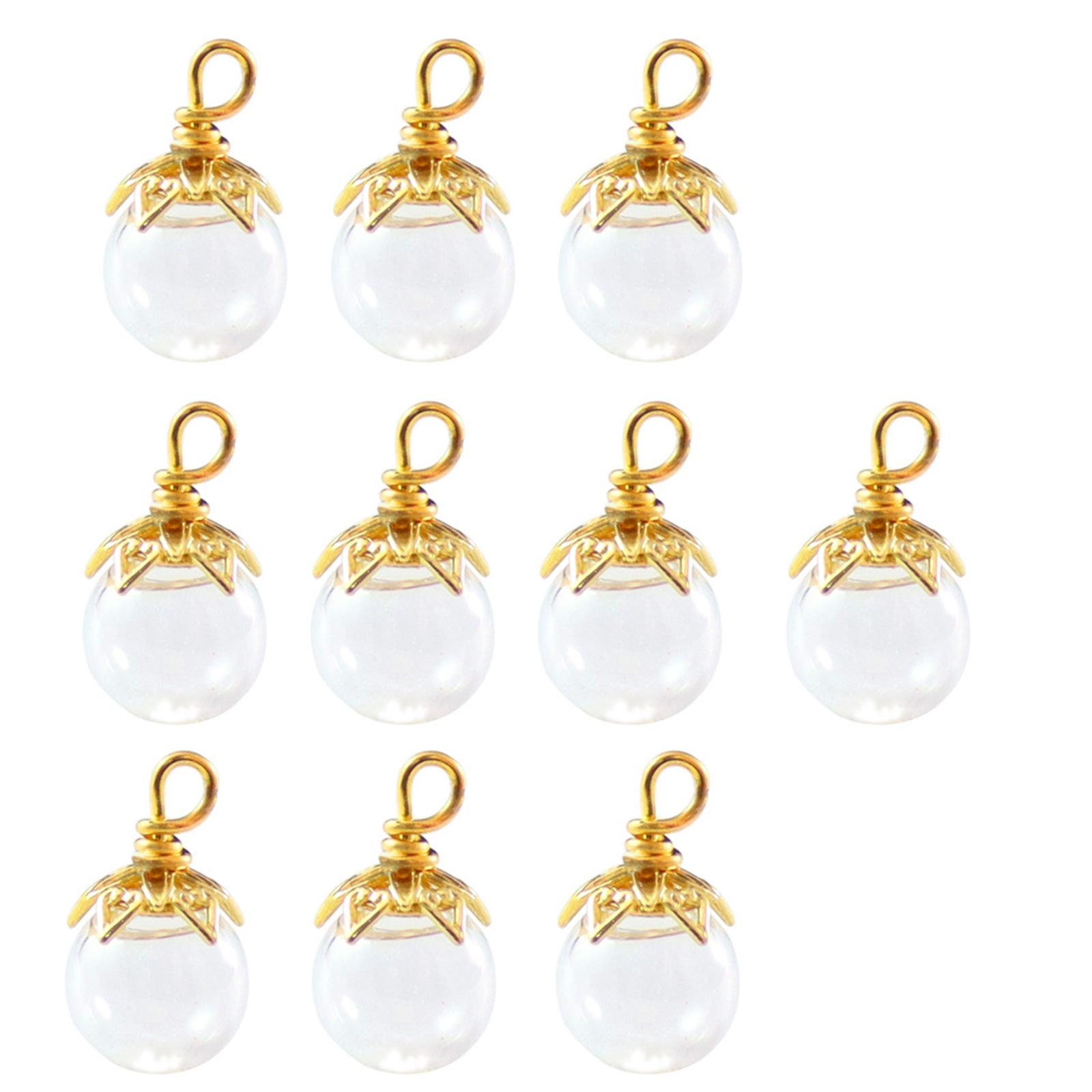 

10 шт. Маленькие стеклянные бутылочки, баночки для желаний с серебряной крышкой-цветком для рукоделия, изготовления украшений и декора, для ежедневного использования золотой