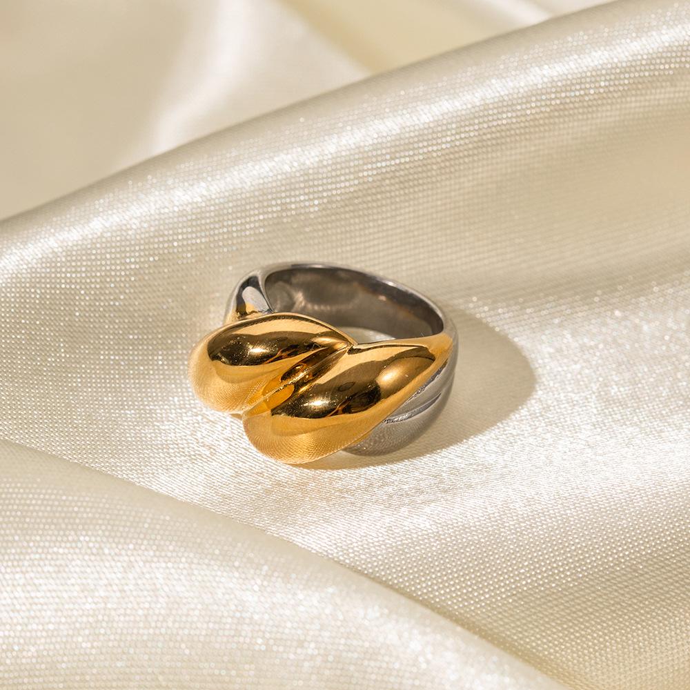 18K Gold Stainless Steel Trendy Gold & Silver Thread Ring - Fashion Non-Fading Jewelry.