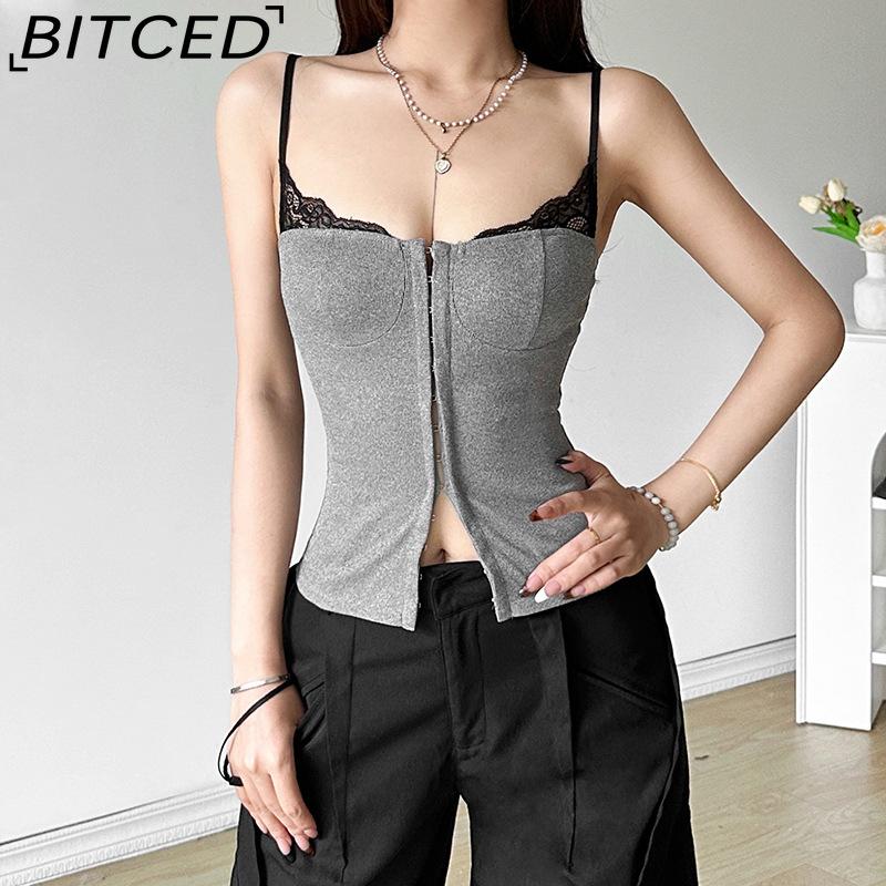 BITCED Summer Women's Solid-Colour Slim-Fit Streetwear Fashion Halter Neck Sexy Backless Tank Top