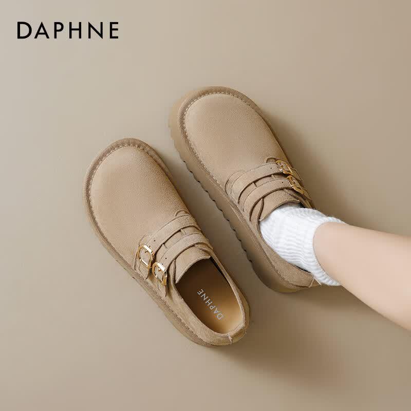 Daphne Women s Retro Thick-Soled Slip-On Loafers 37