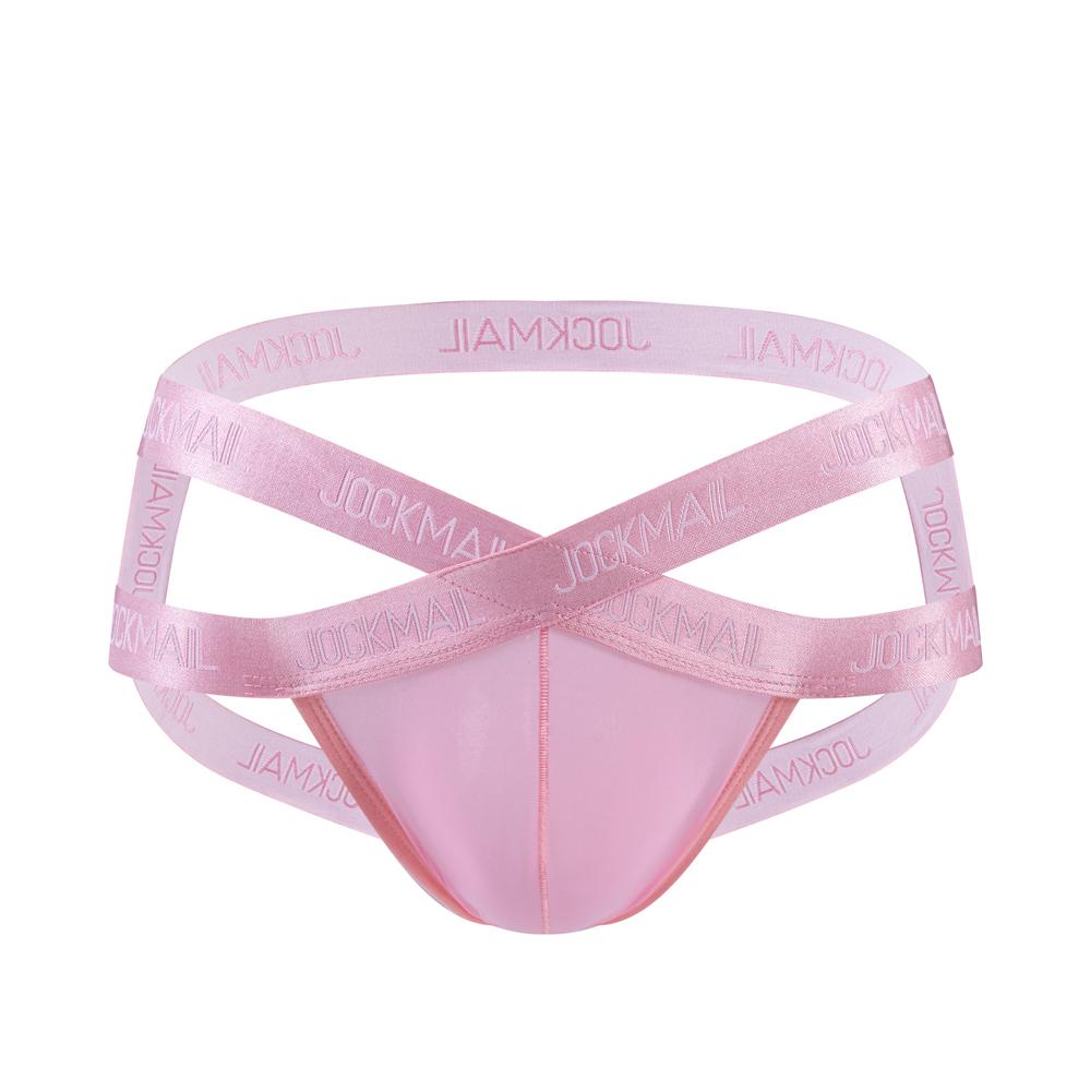 Jockstraps JOCKMAIL Sexy Cross Band mit Gummiband, Buchstabenaufdruck, einfarbig, Eisseide-Stoff, tägliche lässige Low-Rise Herren-Stringunterwäsche