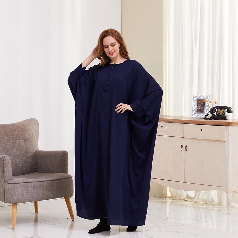 Big Swing Batwing Sleeve Solid Color Muslim Dress XG2056