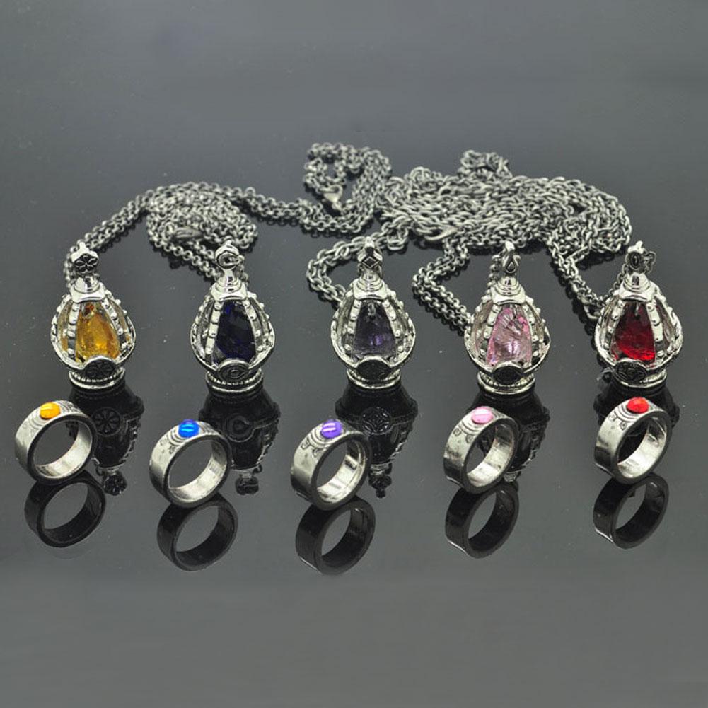 Magic Girl Necklace Small Circle Soul Necklace Ring Set Jewelry Pendant Soul Spirit Core Necklace Ring Card Set Anime Necklace