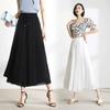 Damen Sommer Einfarbig Drapiert Hohe Taille Dünne Neun-Minuten-Hose Bequeme Fließende Culottes