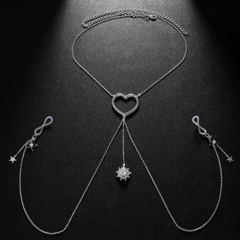 Elegant Alloy Body Chain Necklace Not Piercing Body Accessories Chest Chain Suitable for Beach Vacations and Nightclubs