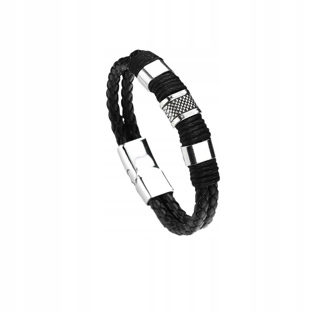 Men's Elegant Eco-Leather Magnet Bracelet Magnetic Black Casual