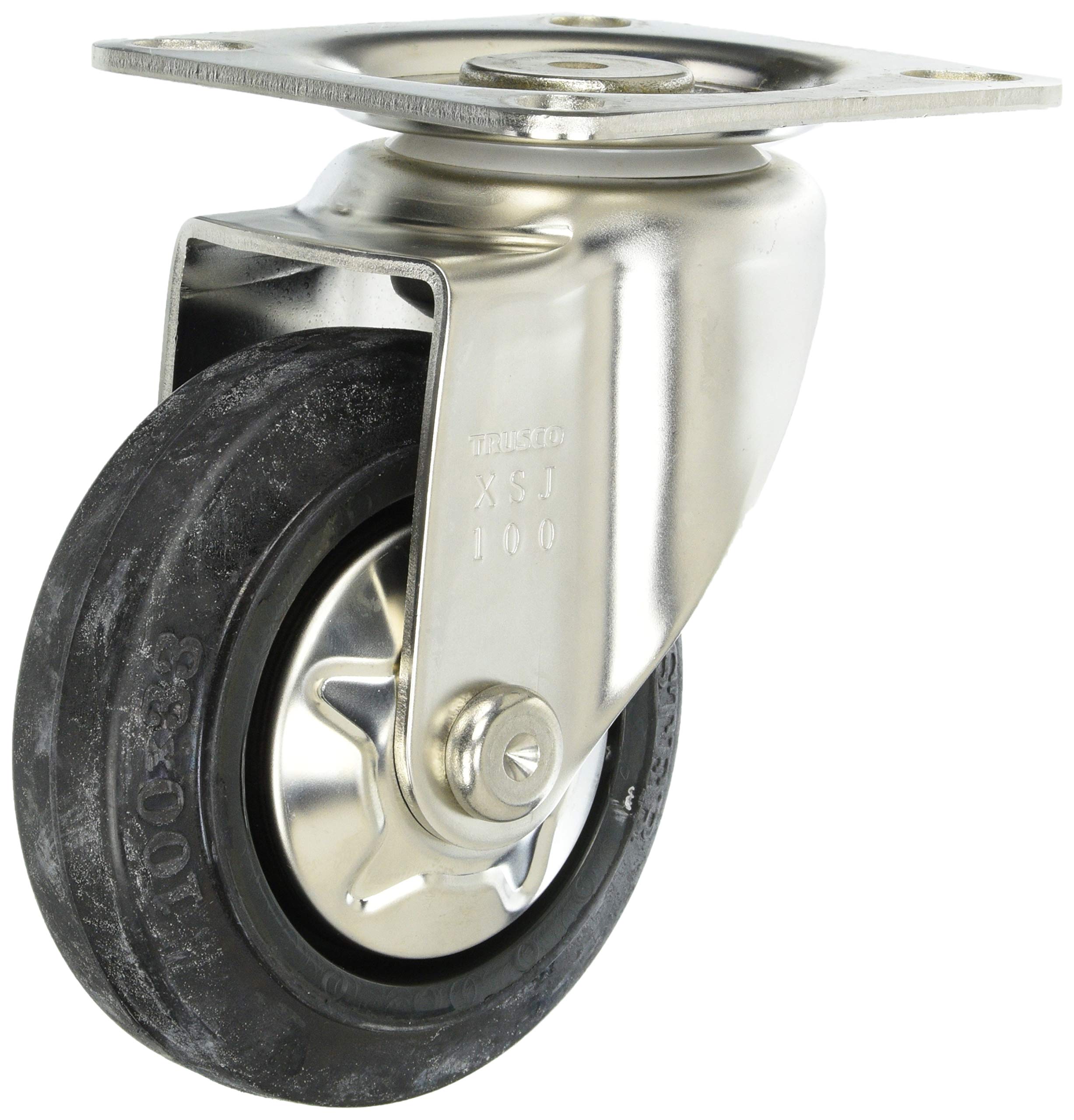 

TRUSCO Pressed Silent Rubber Wheels and Stainless Steel Caster, Fittings, Swivel, 100, TXSJ-100