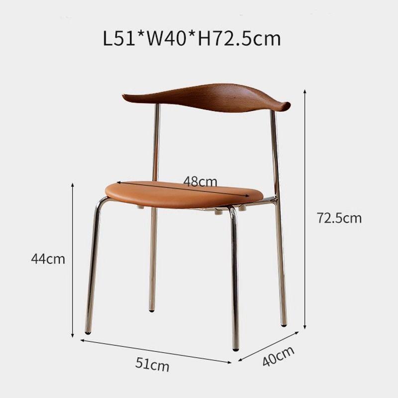 Minimalist Mid-Century Bullhorn Solid Wood Dining Chair with Backrest