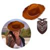 Western Hat Square Scarf Suit Adjustable Jeans Hat Beach Vacation Stylish Hat for Casual Wear and Themed Parties