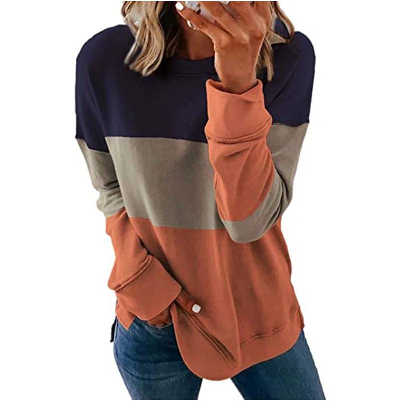 QICED Women's Fashion Casual Long Sleeve O-Neck Blouses & Shirts