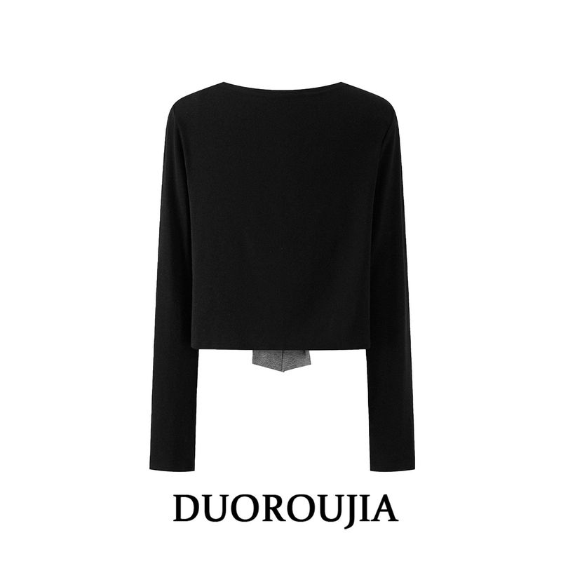 

Duor Plus-Size French-Style Camisole Cardigan Set for Women, Autumn Sweet and Stylish Bowknot Top for Curvy Women Black Cardigan 2XL
