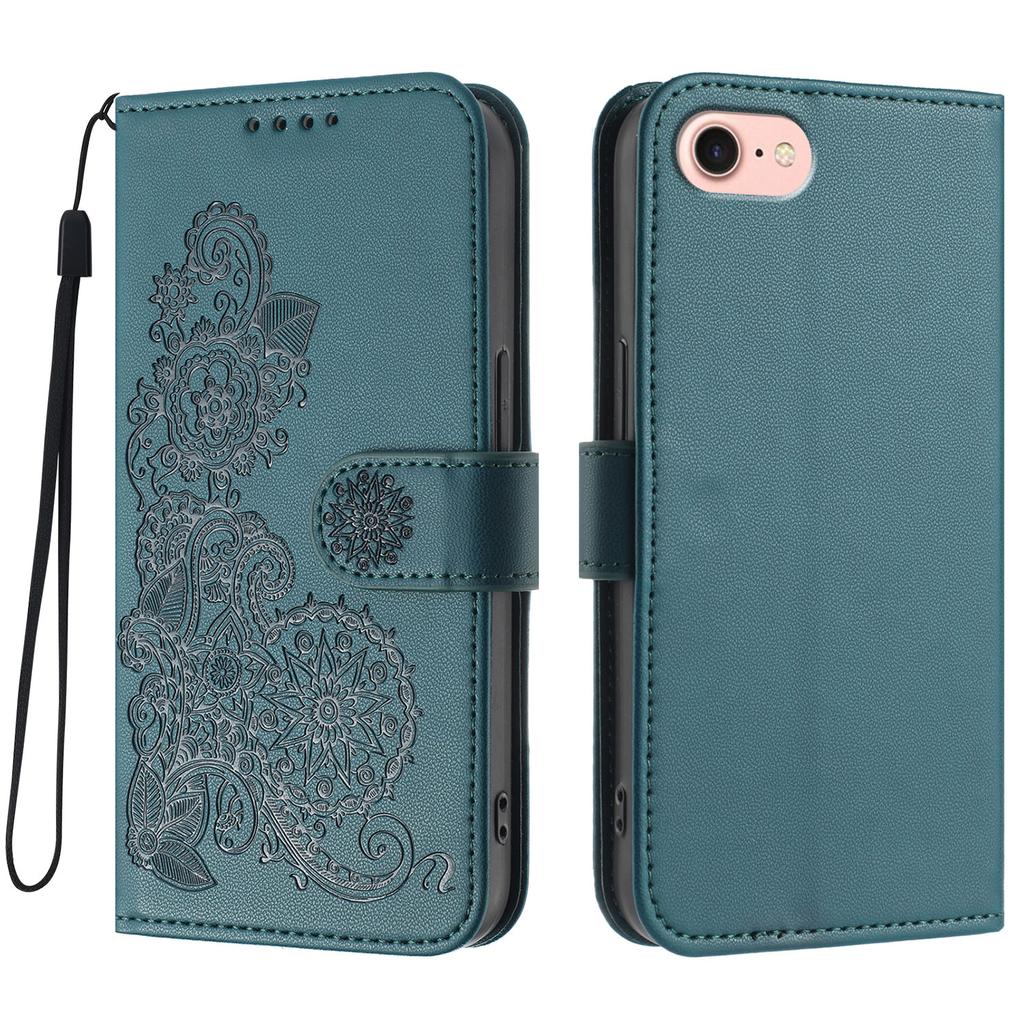 For iPhone 16e Phone Cases Mandala Flower Leather Wallet Mobile Cover with Strap