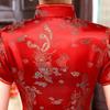 Vestido Cheongsam Retro Brocado Dragão Fênix com Gola Alta e Botões Rã para Mulheres
