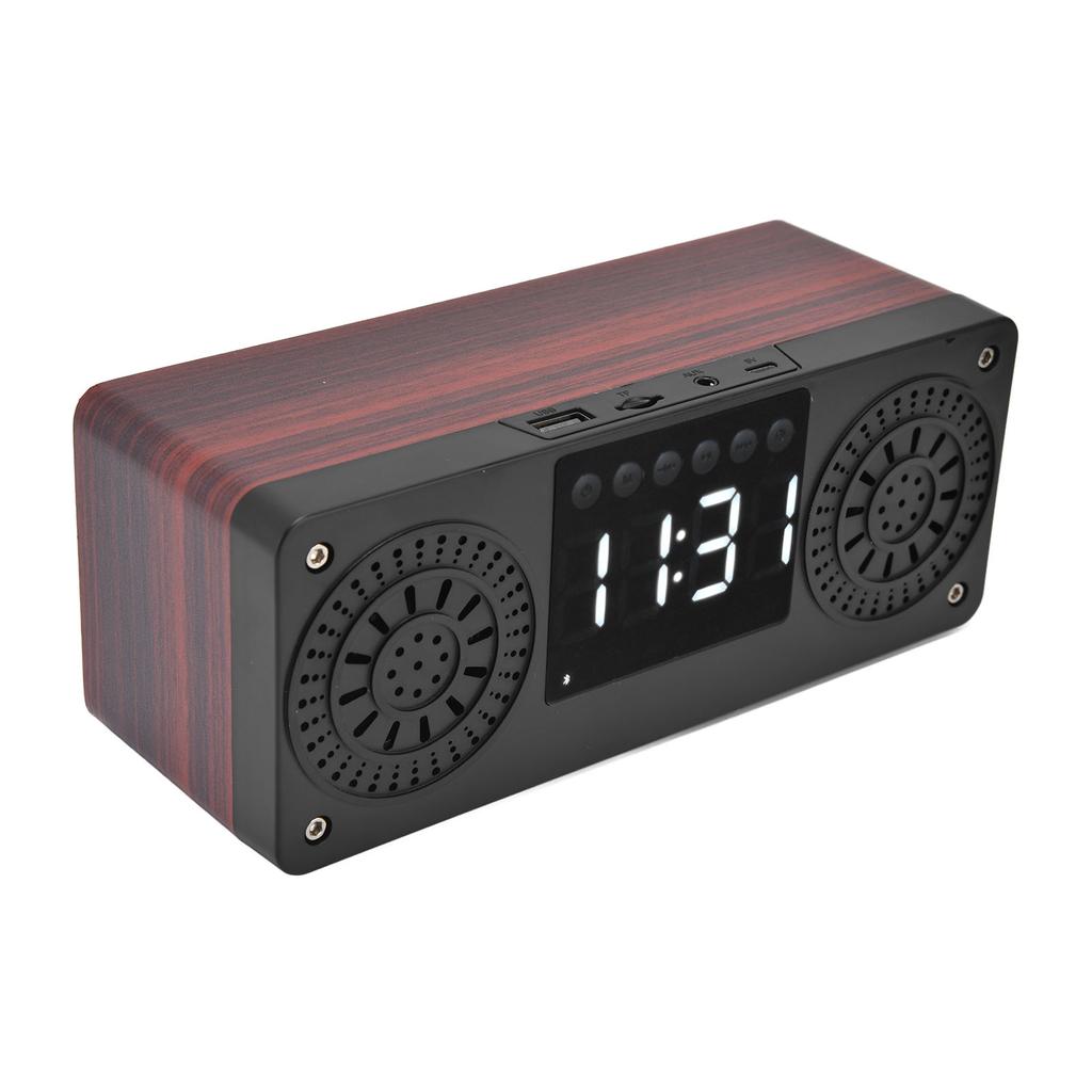 Speaker Red Double Speaker Digital Display Clock 360 degrees  Three Dimensional Surround Wooden Speaker Subwoofer