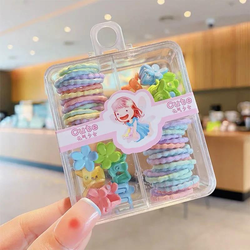 

Мини 40 шт. эластичных резинок для волос и 14 заколок для волос, новая мода для маленьких девочек, милые кавайные аксессуары для волос, коробка с подарками на Новый год