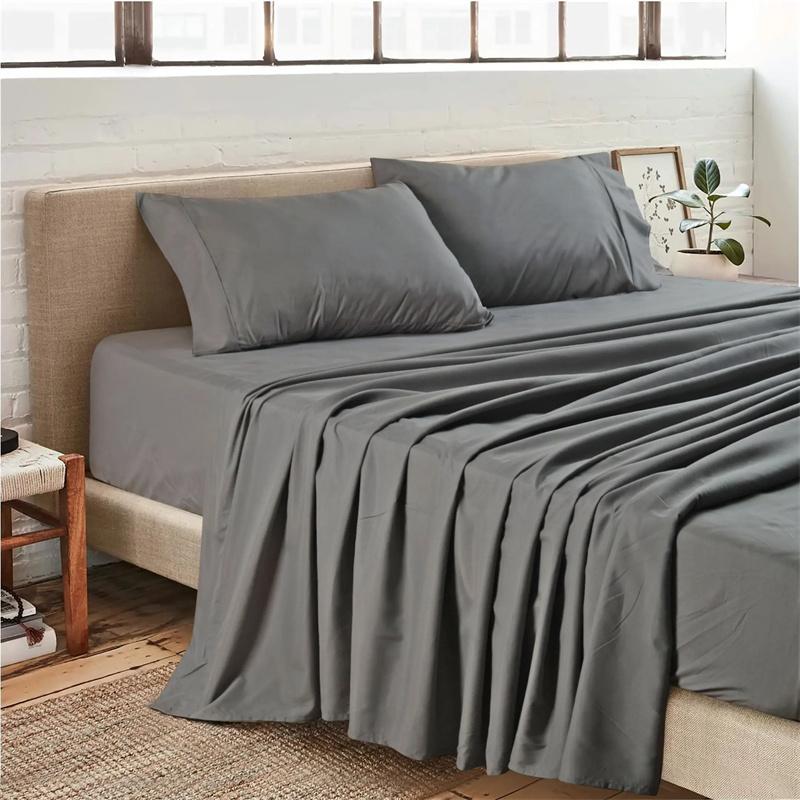 4 Piece Bed Sheet Set Microfiber Queen Sheet Set Hotel Luxury Bed Sheets Extra Soft With Fitted Sheet Flat Sheet & Pillowcases