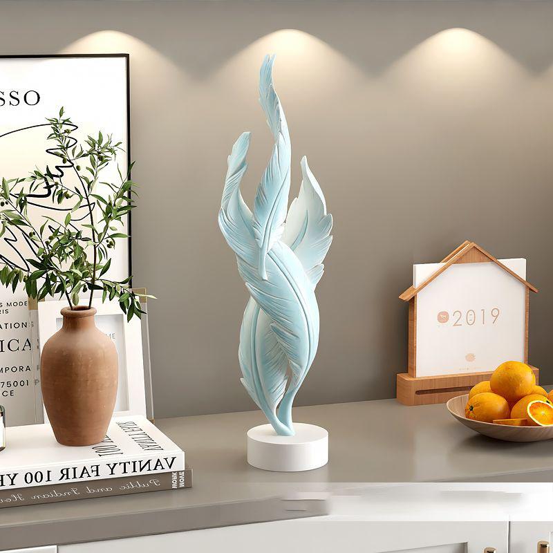 Modern Creative Feather Resin Accessories Office Store Table Figurines Decoration Home Furnishing Room TV Cabinet Sculpture Art