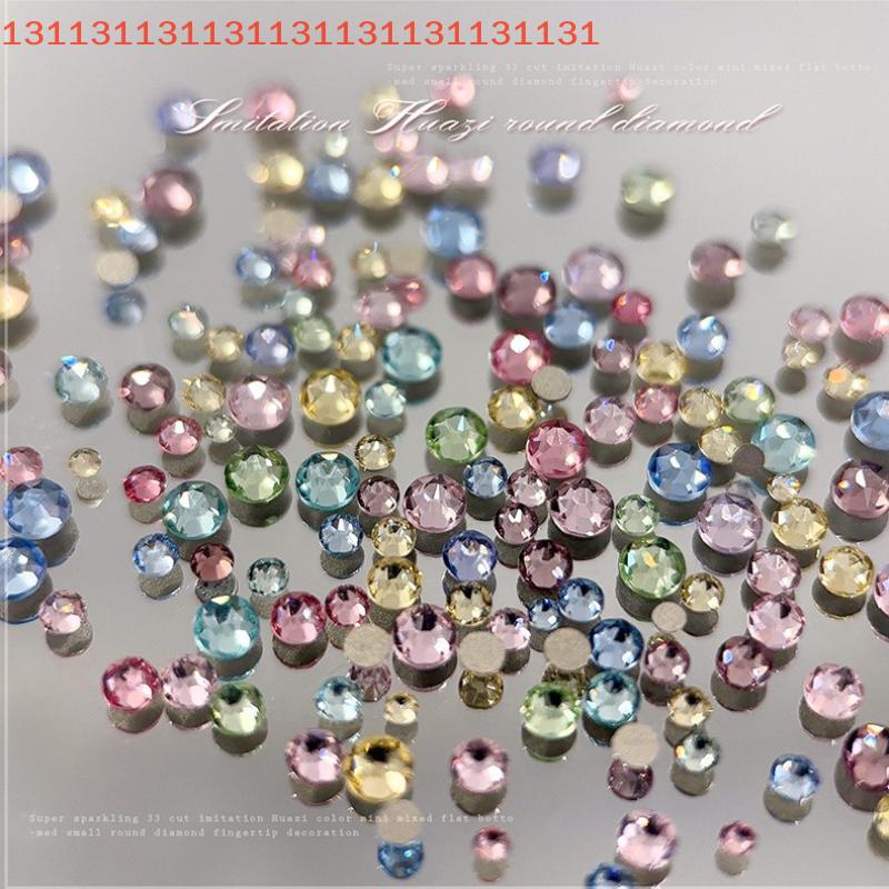 100PCS Sparkle Glitter Colorful Mini Nail Crystal Diamonds Round Flat Bottom Nail Art Rhinestones Decoration Manicure Charms