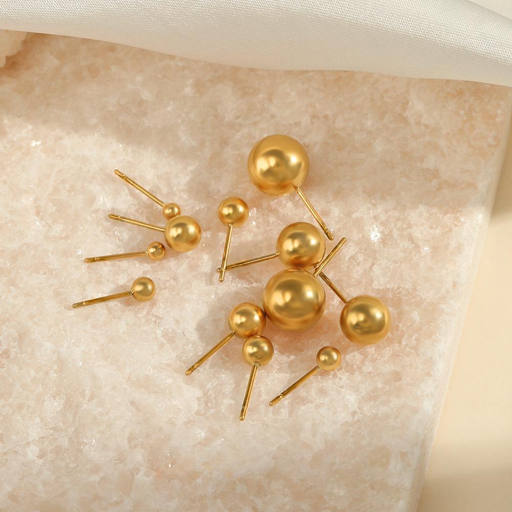 Edelstahlkugel Runde Ohrstecker Für Frauen Mädchen Punk Mode Geometrische Halbe Metallohrringe Trendiger Partyschmuck Geschenke