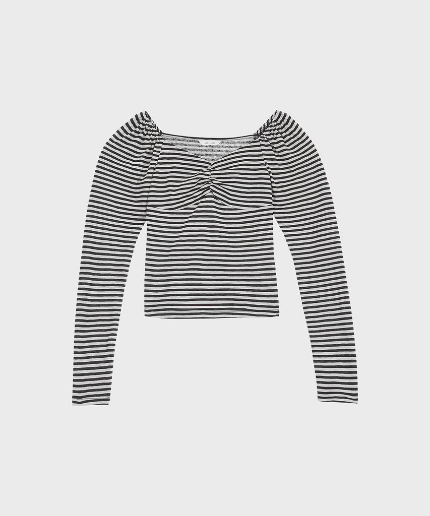 Alkialka Heart-Neck Long Sleeve (Stripe Black)