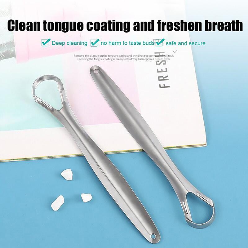 Stainless Steel Tongue Scrapers Mouth Cleaner Fresh Breath Men Women Dental Oral Care Cleaning Brush