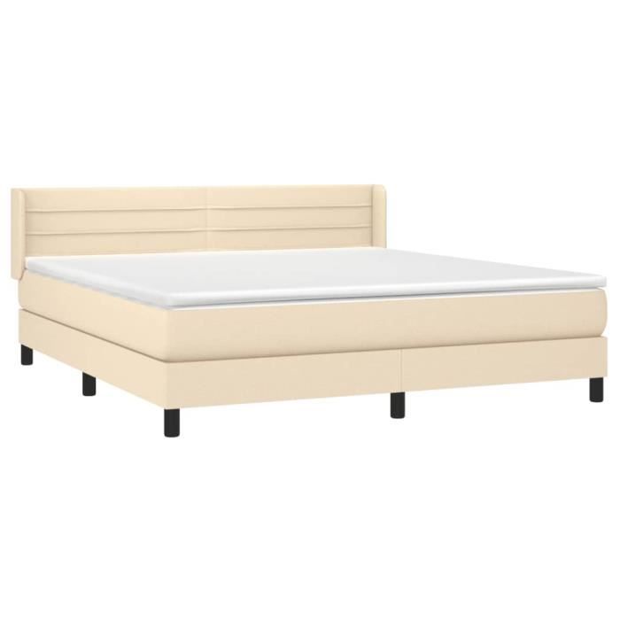 3129806 vidaXL Lit à sommier tapissier avec matelas Crème 160x200 cm Tissu