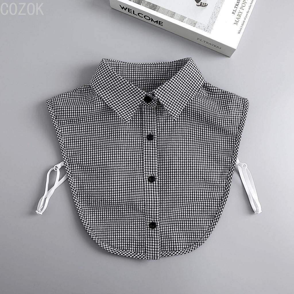 Women's Solid Colour Black White Vertical Small Flip Collar Versatile Shirt Jumper Jumper Fashion Lace False Collar Four Seasons