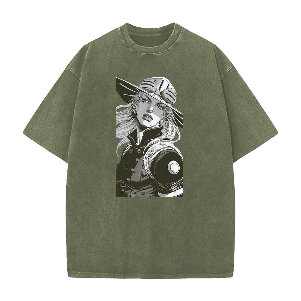JoJo's Bizarre Adventure Gyro Zeppeli Graphic Tshirt Men Women Clothing Short Sleeve Cotton T-shirts Washed Tee Harajuku T Shirt