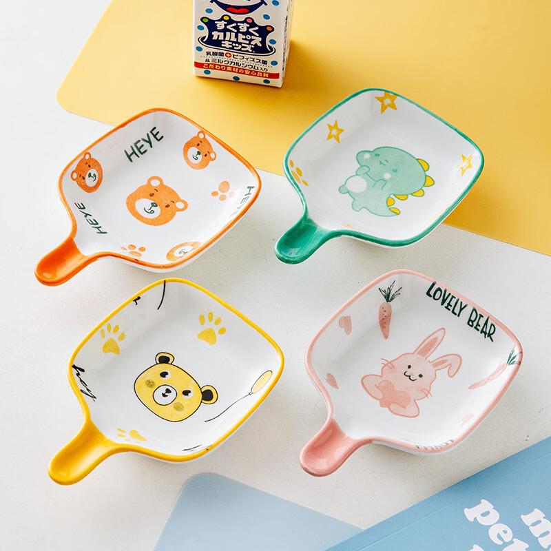 Cartoon Ceramic Dipping Sauce Dish with Handle (3-Pack)