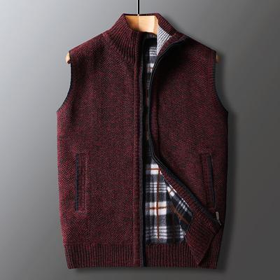 Cardigan Lavorato a Maglia Senza Maniche da Uomo Autunno e Inverno Giovane Ampio Velluto Cerniera Abbigliamento in Lana