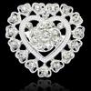 Silver Heart Brooch with Rhinestones - Elegant Alloy Pin for Clothing Accessories