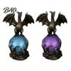 Resin Dragon Sculpture Statue with Ball, Dark Style Figurine, USB Powered Desktop Ball Lamp Ornaments, Fantasy Gift for Men & Lovers Mythical Creature