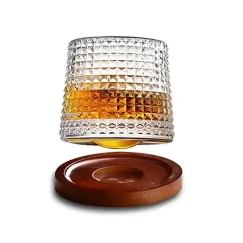 200ML Whiskey Glasses with Base Durable Spinning Glassware Set Cocktails Wine Brandy Cup Party Drinking Glass Twist Tumbler