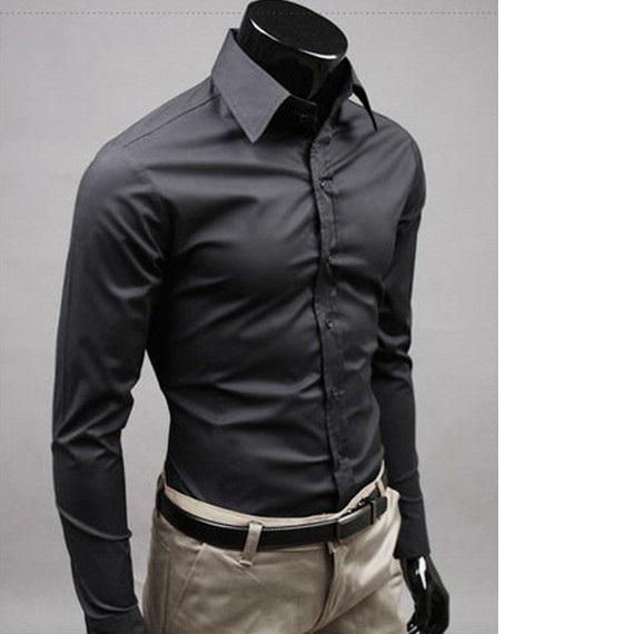 Men's Shirt Casual Men's Fashion Solid Color Long Sleeve Shirt