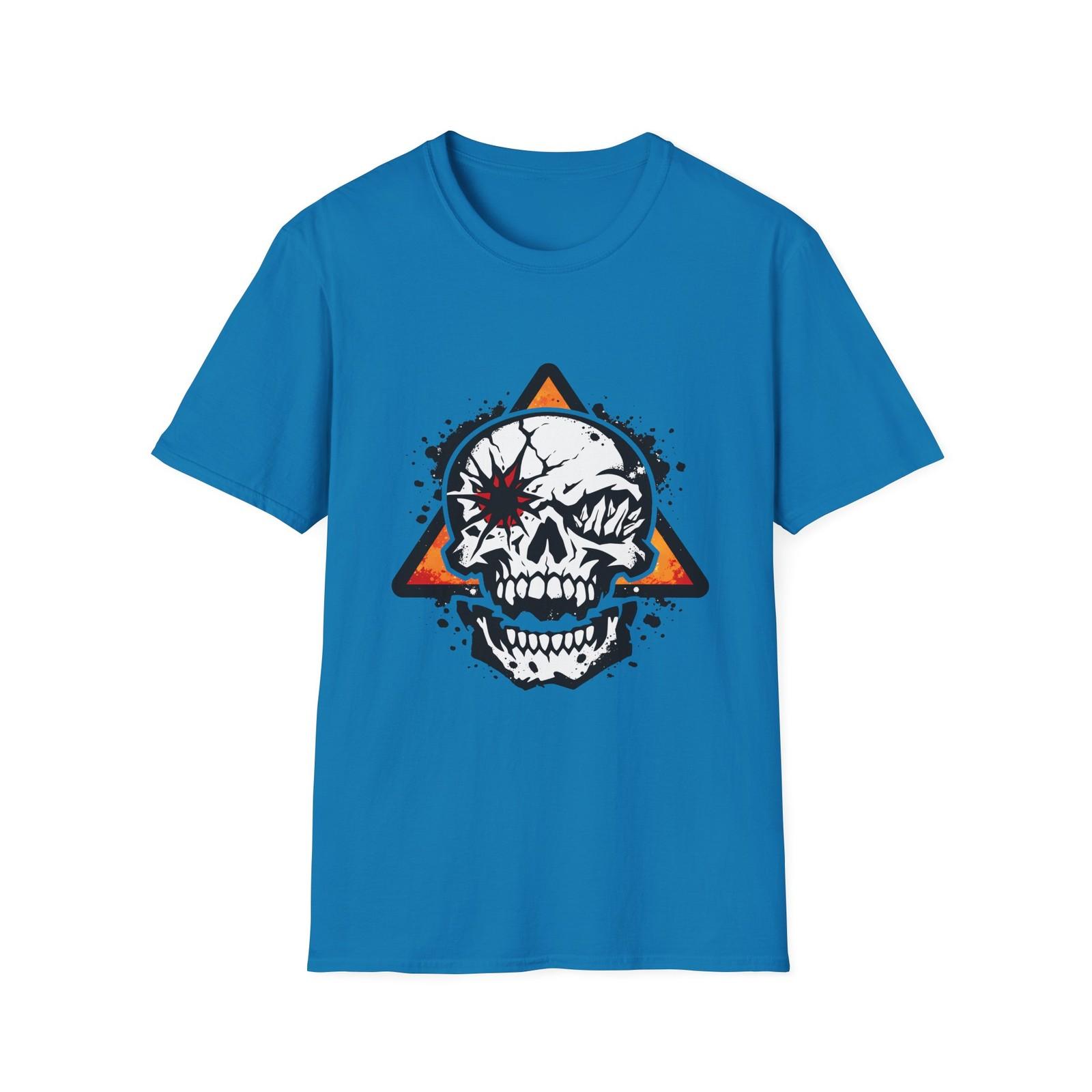 Unisex Softstyle T-Shirt Skull Broken Eye Shards Cracked Jaw Warning Symbol S