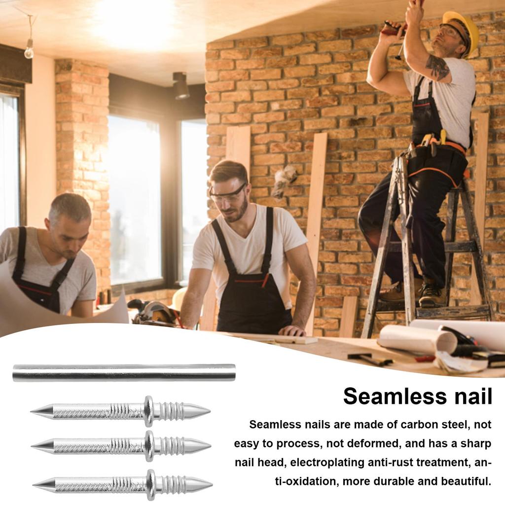 100pcs Double Headed Skirting Nails Multipurpose Thread Screws Seamless Baseboard Installation Nails with Tool for Woodworking