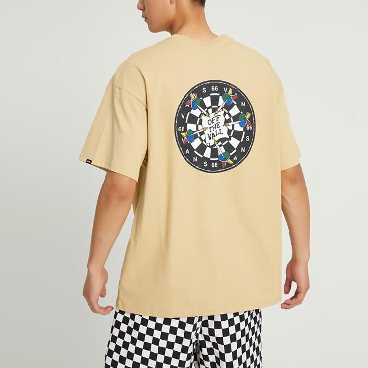 Vans Letter Pattern Printed Round Neck Sports Comfortable Casual Loose Short Sleeve Drop Shoulder T-Shirt Men T-Shirts Khaki VN0008Z9YUU
