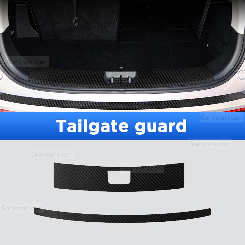 

For GEELY OKAVANGO 2025 Auto Tailgate Guard Door Sill Pedal Carbon Fibre Texture Accessories Leather PU Styling Car Sticker Trim Tailgate guard