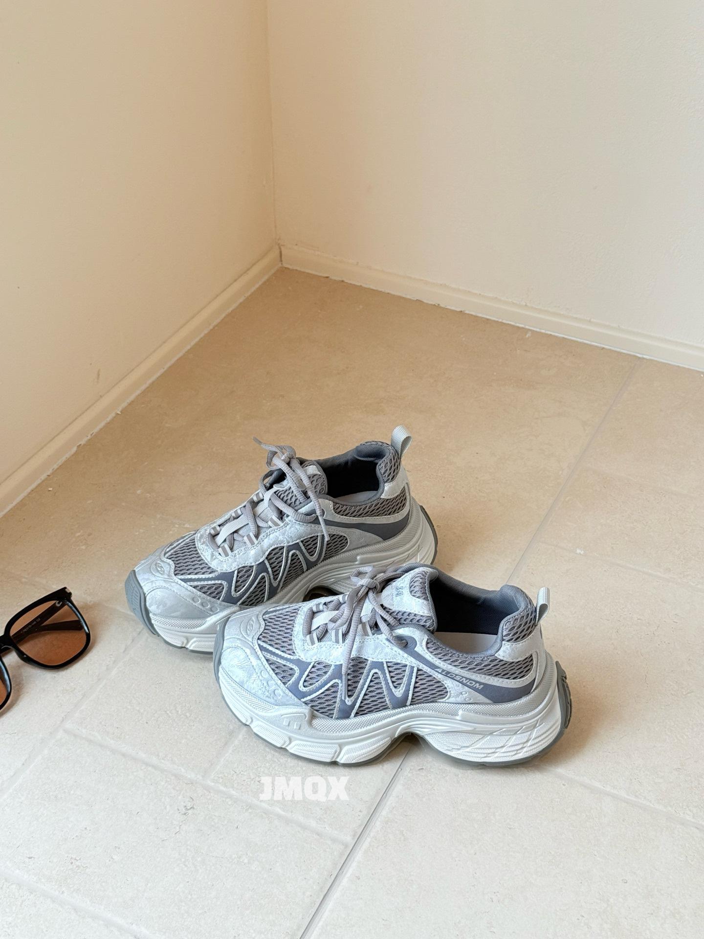 

Leather mesh breathable platform dad shoes women s autumn 2025 new comfortable versatile casual sports shoes lightweight 35