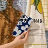 Navy Flower Phone Case for IPhone 17AIR 16E 16 15 14 13 12 11 17 Pro Max Plus Double-layer Back Cover