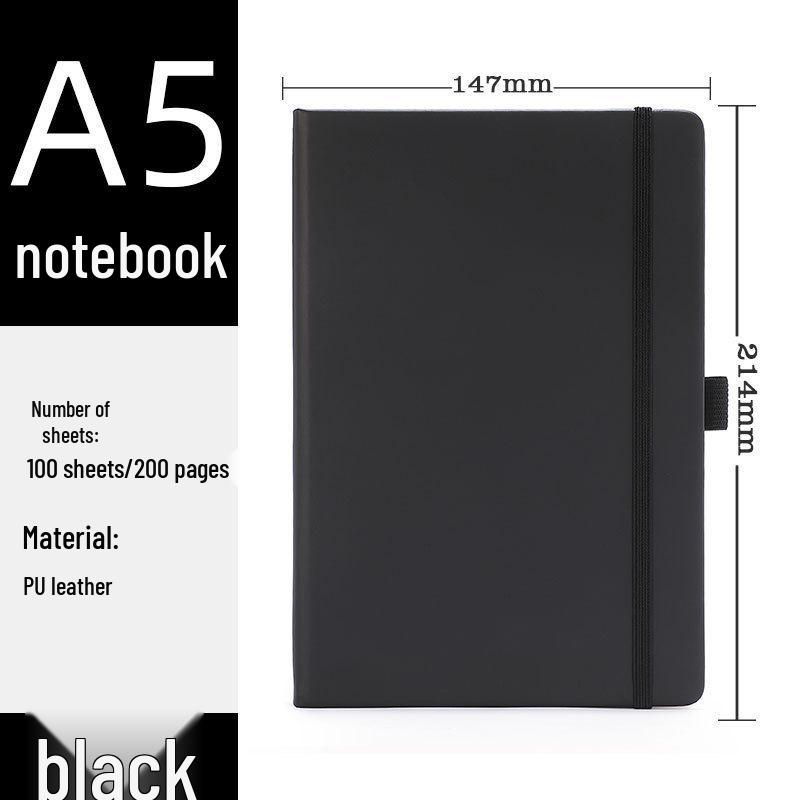 A5 Leather PU Business Journal with Elastic Band - Customizable Logo