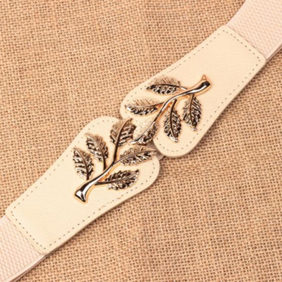 

Горячий модный женский широкий полый пояс с цветочным принтом из искусственной кожи, поясной ремень бежевый