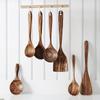 7pcs Natural Teak Wooden Spoons for Cooking - Non-Stick Spatula Set with Comfortable Grip - Perfect for Back To School Supplies