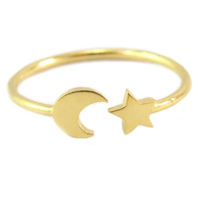 [Q6207] - Handcrafted Ring 'Au Clair De Lune' Gold - 10x5 Mm