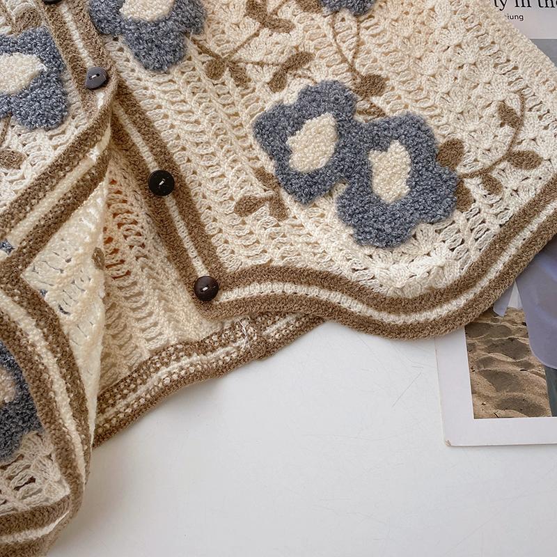 Retro Heklet Hul Ut V-hals Vest Dame Koreansk Broderi Mote Enkeltspent Ermeløs Vest Fransk Casual Overbekledning Topper