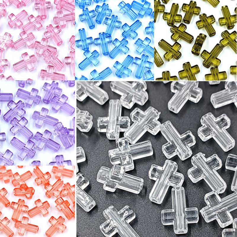 Creative Loose Spacer Beads 20Pcs/Pack Accessories Jewelry Acrylic Cross Beads 13*16mm Transparent New for Making DIY