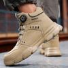 Men Steel Toe Safety Work Boots Anti-smash Puncture Proof Kevlar Midsole Waterproof Lightweight Industrial Shoes Rotary Buckle